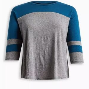 Torrid Teal and Gray Long Sleeve Top